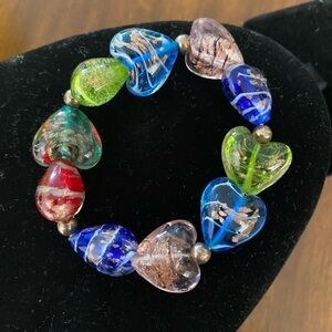 Venetian Style Glass Heart Bracelet